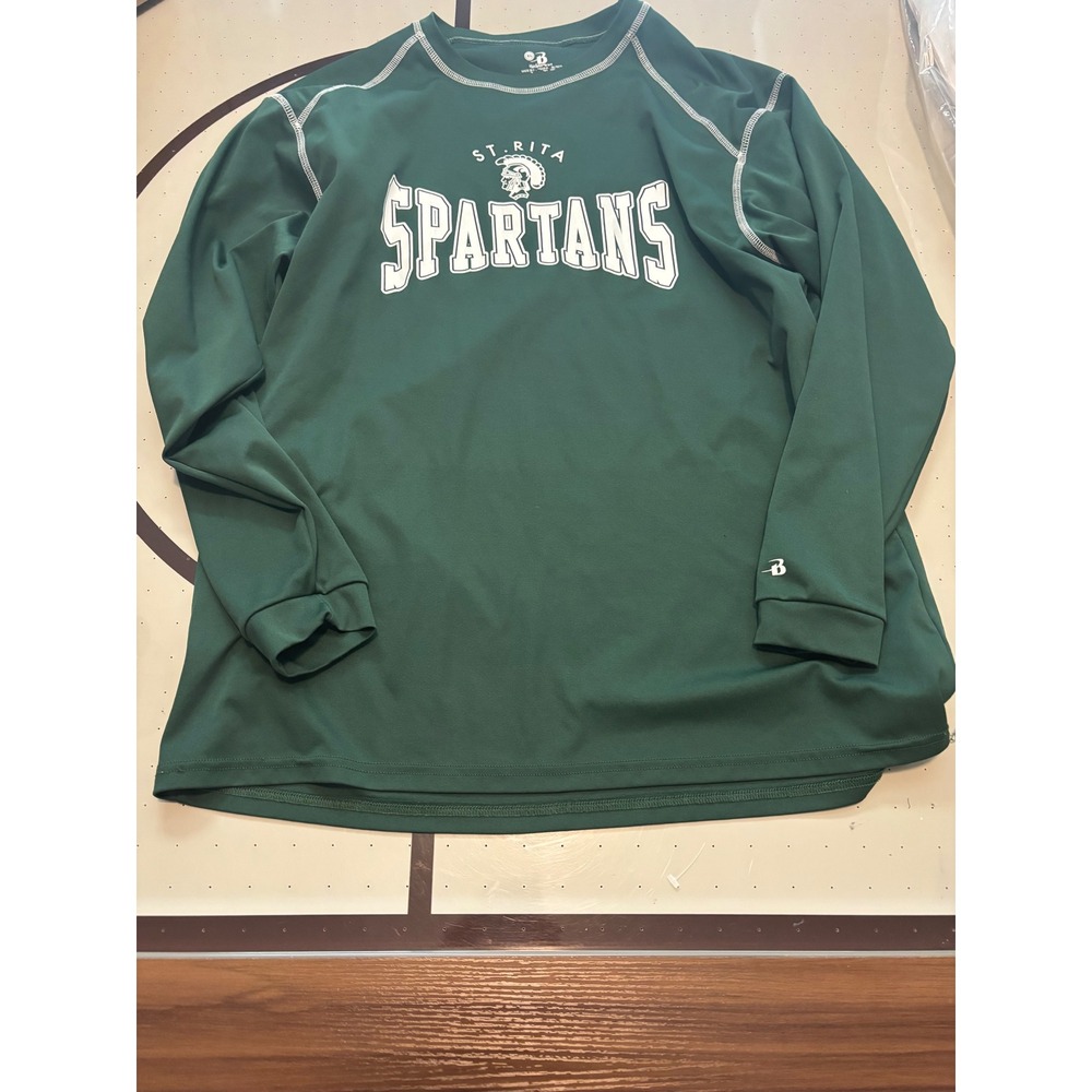 Badger Sport St Rita Spartans Mens XL Long Sleeve PerformanceShirtGreen Athletic